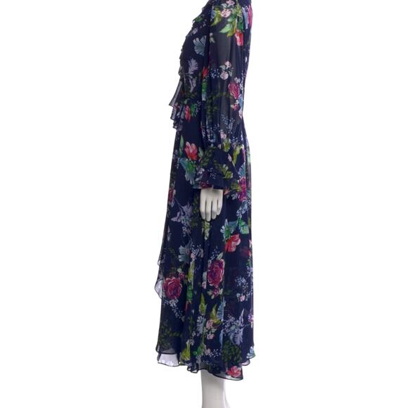 Mikael Aghal  Womens NEW Navy Floral Midi Length Dress 4 - Picture 2 of 8